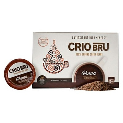 Crio Bru 100% Ground Cocoa Beans Alternative Ghana French Roast Dark Roast Coffee - Keurig K-Cup Pods - 24ct