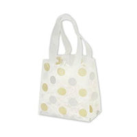 Bags & Bows by Deluxe 268-060306-157C Gold & Silver Dots Clear Frosted Flex Loop Shoppers - Case of 100