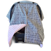 Kids N' Such 2 in 1 Car Seat Canopy Cover with Peekaboo Opening™ - Large Herringbone Carseat Cover with Soft Pink Dot Minky | Best for Baby Girls | Doubles as a Nursing Cover for Breastfeeding