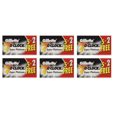 Gillette 7 O'Clock Black Super Platinum Double Edge Blades, 7 ct. (Pack of 6)