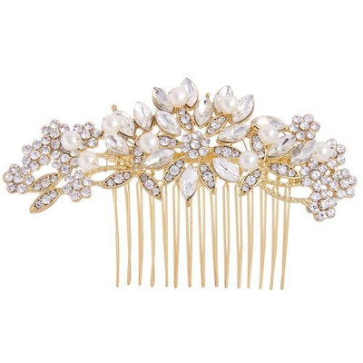 Fairy Moda Vintage Wedding Hair Accessories for Brides Crystal Simulated Pearl Bridal Hair Comb Women