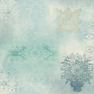 York Wallcoverings Patina Vie Prisha Patchwork Wallpaper - Blue