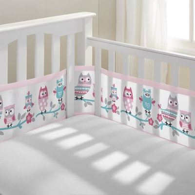 BreathableBaby® Owl Fun Breathable Mesh Crib Liner in Pink