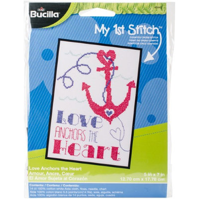Bucilla My 1st Stitch Love Anchors Mini Counted Cross Stitch Kit-5