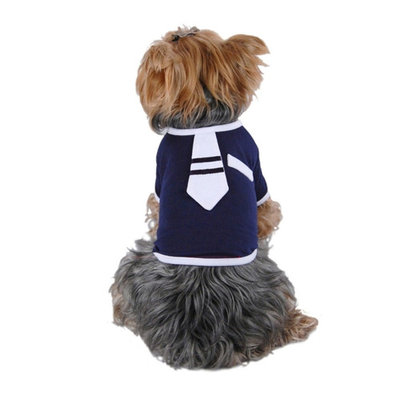 Navy Blue White Cute Necktie Tie Tee For Dog Clothing Clothes - Extra Small (Gift for Pet)