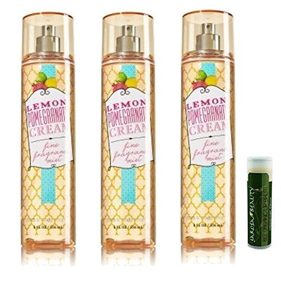 LEMON POMEGRANATE CREAM Bath & Body Works Gift Set of Fine Fragrance Mist - Pack of 3 with a Jarosa Bee Organic Peppermint Lip Balm by Jarosa Gifts
