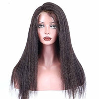 FEIBIN Lace Front Wigs For Black Women Yaki Straight Brazilian Remy Synthetic Hair Wigs 200% Density Natural Color 24 inch