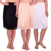 Women's Half Slip with Lace Details, Anti- Static (Pack of 3)