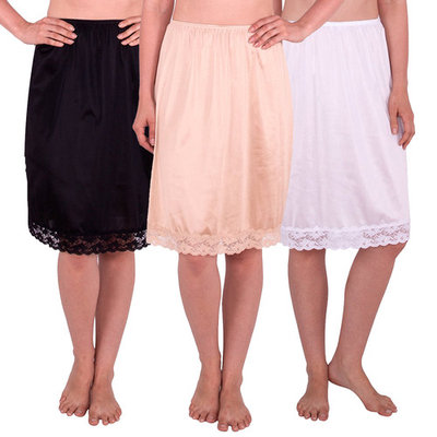 Women's Half Slip with Lace Details, Anti- Static (Pack of 3)