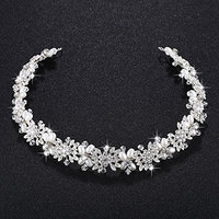 SODIAL Imitation pearl + alloy Bridal Hair Vine Pearls Wedding Hair Jewelry Accessories Headpiece Women Crowns Pageant