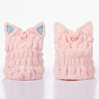 Womens Coral Fleece Hair dry Cap Ultra Absorbent Microfiber Drying Hat Cute Cartoon Cat Shower Hats Color Random(27cm23cm)