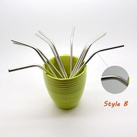 Reusable Straws - Stainless Steel Drinking - Set of 10 + 1 Cleaner Brush - Eco Friendly, Safe, Non-toxic Non-plastic