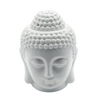 Omonic Porcelain Zen Garden Yoga Meditation White Thai Buddha Head Statue Essential Oil Burner Aromatherapy Diffuser Home Decor