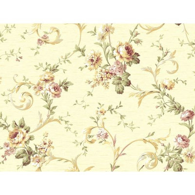 York Wallcoverings Book Floral Scroll Trail 27' x 27'' Wallpaper Roll