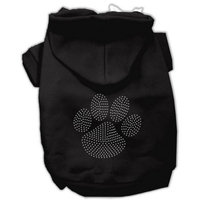 Mirage Pet Products Clear Rhinestone Paw Hoodies, Black, Size 12