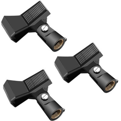 Neewer 3 Packs Microphone Clip Clamp Holder for Mic Stand with 5/8 inch Screw and Microphone Within 22mm-35mm Diameter Such as Sm57 Sm58 Sm86 Sm87 (Black)