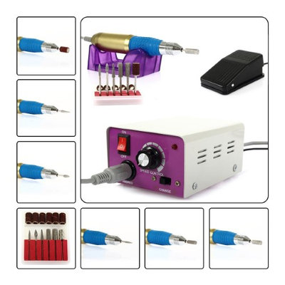 Besmall Electric Nail Drill Machine Pedicure File Acrylic Kit Set Bits Gel Polish 110V Professional Nail Care Manicure with Foot