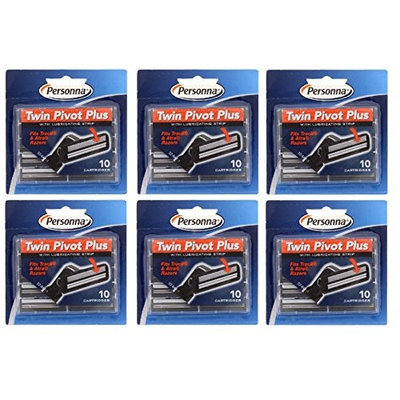 Personna Twin Pivot Plus Refill Blade Cartridges w/ Lubricating Strip for Atra & Trac II Razors 10 ct. (Pack of 6) + FREE Old Spice Deadlock Spiking Glue, Travel Size, .84 Oz