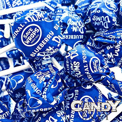 Blue Dum Dums Color Party - Blueberry Flavored - 4 Bags - 75 Count Per Bag - 300 Total Lollipops - Includes Free