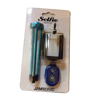 Jamsonic Bluetooth tripod Selfie Stick BLUE (with independently movable legs)