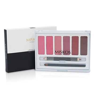 MISKOS 6 Colors Coral Retro Lip Gloss Makeup Set Lipstick Palette With Double Lip Liner and Lip Brush