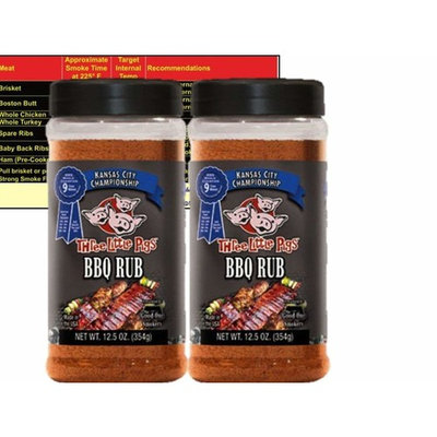 Three Little Pigs Kansas City Championship BBQ Rub Large 12.5 oz (2 Pack) Bundle with Free Bonus Miniature Meat Smoking Guide Magnet