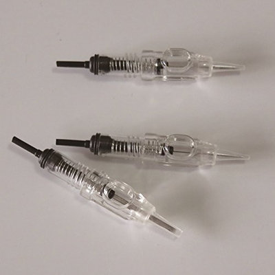 HoriKing Sterilized Disposable Clear Plastic Tattoo Needles Cartrides 10pcs Spiral Mouth Eyebrow Needles 3 Round Shader for Sale