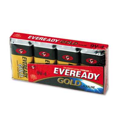Gold Alkaline Batteries, 9V, 4 /Pk, Sold as 1 Package, 4 Each per Package