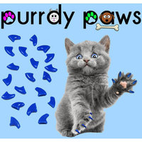 Purrdy Paws Soft Nail Caps for Cats, 40-Pack, Blue Large
