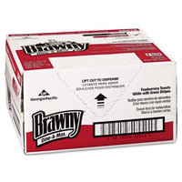 Georgia-Pacific Brawny Dine-A-Max® White-Green Stripe All Purpose Food Preparation and Bar Towel, 29416, HEF 1/4 Fold, 1 Box of 150 Towels