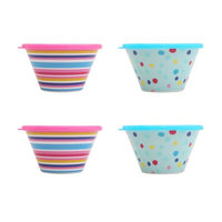 Tzeng Shyng Mainstays Summer in the Sun Melamine Berry Bowl with Lid, 4 Pack