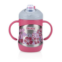 Luv N' Care, Ltd. Nuby 2 Handle Stainless Steel Cup with No Spill Soft Spout, Pink