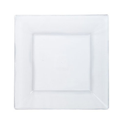 Lillian Plastic Dinnerware, Square Plastic Plate, Clear, 8', 10 Ct