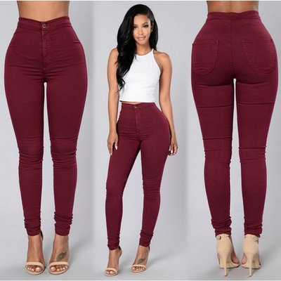 Women's Fashion Slimming Fit High Waist Solid Color Long Pencil Pants