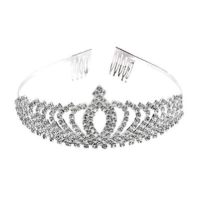 Crystal Rhinestone Sweet 16 Floral Heart Tiara,Pink