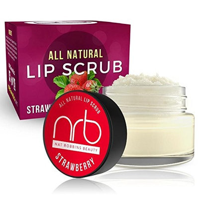 NRB Beauty Revival Lip Scrub - All Natural Sugar Based - Exfoliating & Moisturizes Chapped Dry Lips - 0.5 oz Each - Made In The USA - Strawberry