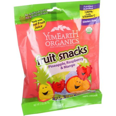 Yummyearth, Inc. YumEarth Organics Pineapple, Raspberry & Mango Fruit Snacks, 2 oz, (Pack of 12)