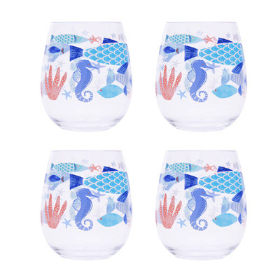 Mainstays 4 Pack Sealife Stemless Wine Glass