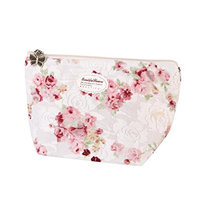Travel Makeup Train Case, Keepfit Women Portable Floral Printing Cosmetic Bags Storage Toiletry Jewelry Organizer Pouch (8.8