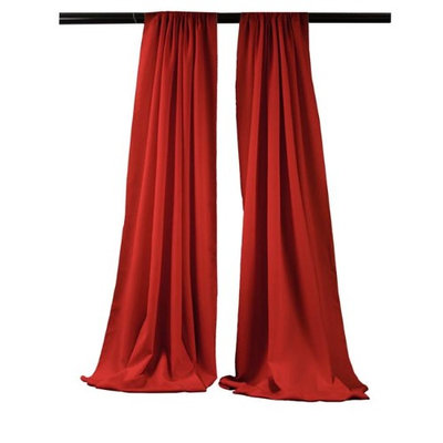 LA Linen BDpop96x58-Pk2-RedP98 Polyester Poplin Backdrop Drape Red - 96 x 58 in. - Pack of 2
