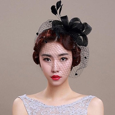 Blackzone Women Retro Bow Net Veil Hat Clip Hair Accessories Gift