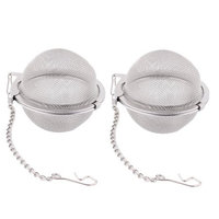 2pcs 50mm Dia Stainless Steel Mesh Ball Strainer Tea Leaf Spice Infuser