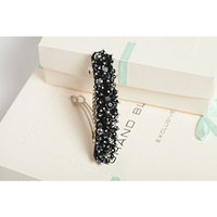 Black beaded hair barrette Beaded hair clips Black barette Beaded crystal barrette Black beaded headpiece Prom hair clip Prom hair accessory