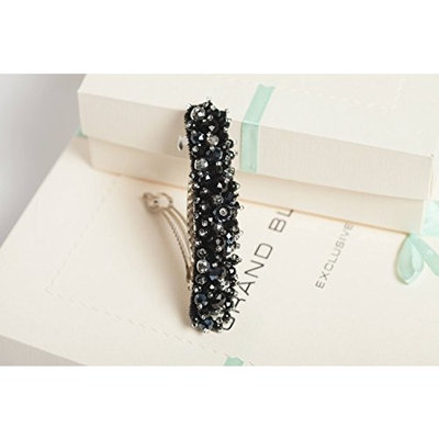 Black beaded hair barrette Beaded hair clips Black barette Beaded crystal barrette Black beaded headpiece Prom hair clip Prom hair accessory