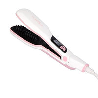 U-KISS 2 in 1 Magic Steam Hair Straightener Brush ceramic Heating Hair Straightening irons brush for entangling and silky hair
