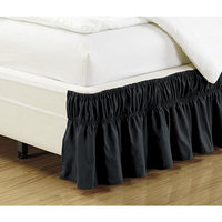 Fancy collection Wrap Around Style Easy Fit Elastic Bed Ruffles Bed-Skirt Twin-Full Solid Black New 17