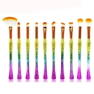 Becoler Face Eye Shadow Eyeliner Foundation Blush Lip Powder Liquid Cream Blending Brushes 10 Pieces
