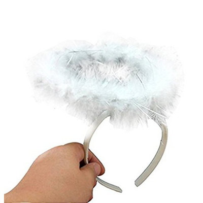 Women Girl Angel Costume Feather Angel Halo Headband Fancy Xmas Party Headwear Costume