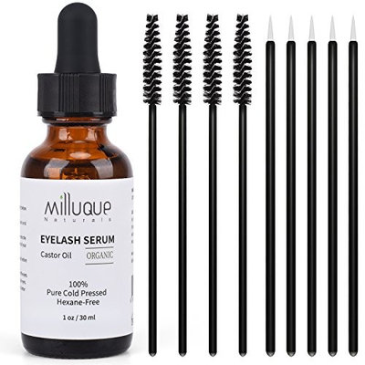 Castor Oil for Eyelashes and Eyebrows, 100% Pure, Organic and Cold Pressed, Promote Natural Growth for Lash and Brows, with Treatment Applicator Kit