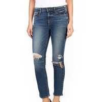 Paige NEW Blue Women 23 Distress Jacqueline High Waist Straight Jeans